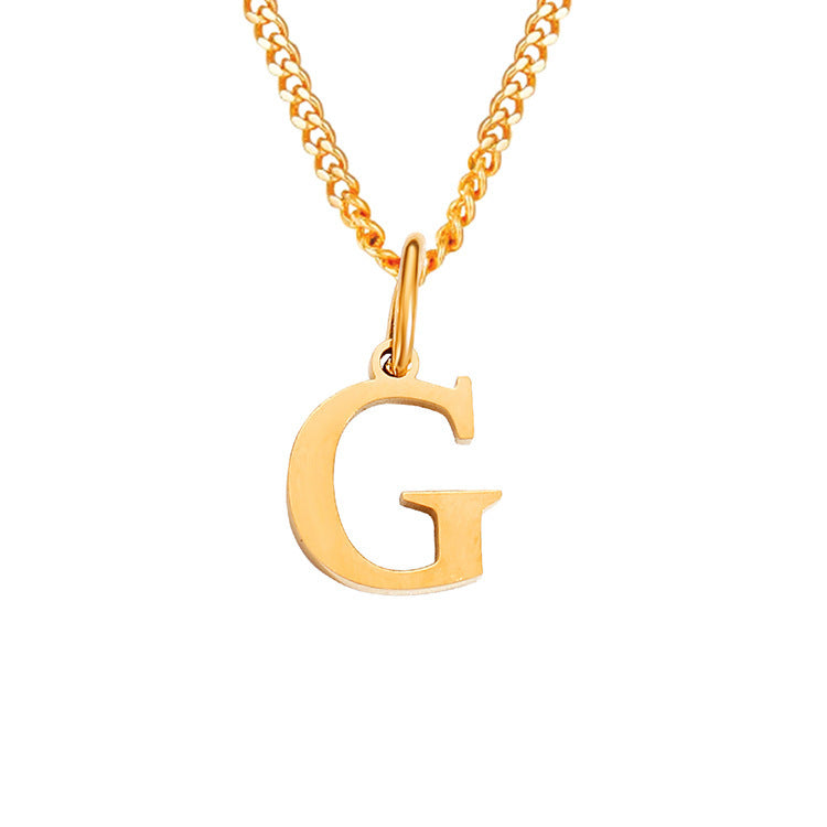 Colar de Aço Inoxidável com 26 Letras (Banhado a Ouro 14K)
