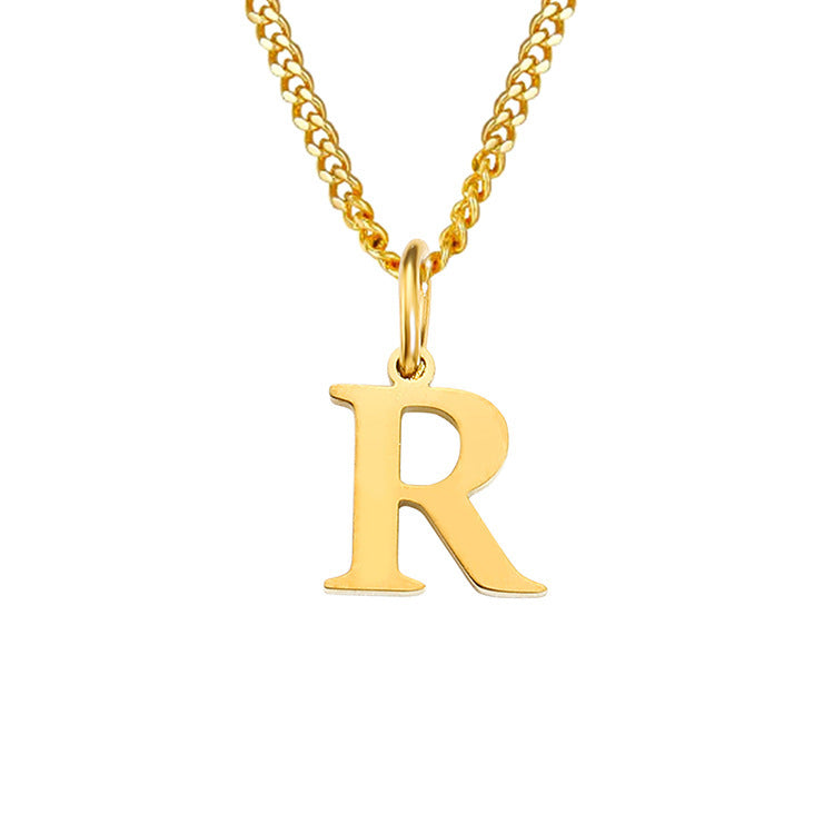 Colar de Aço Inoxidável com 26 Letras (Banhado a Ouro 14K)