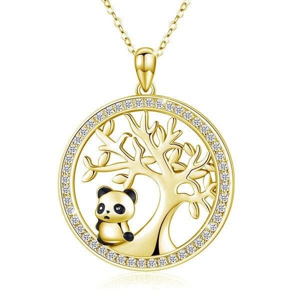 Colar com Pingente de Panda em Prata 925 e Cristal
