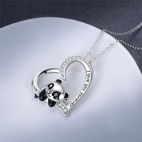 Colar com Pingente de Panda em Prata 925 e Cristal