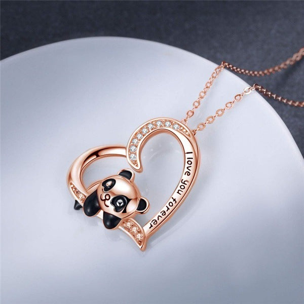 Colar com Pingente de Panda em Prata 925 e Cristal