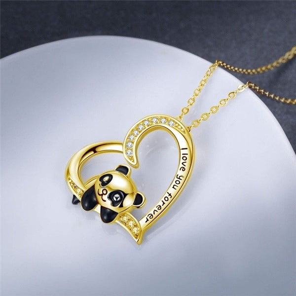 Colar com Pingente de Panda em Prata 925 e Cristal