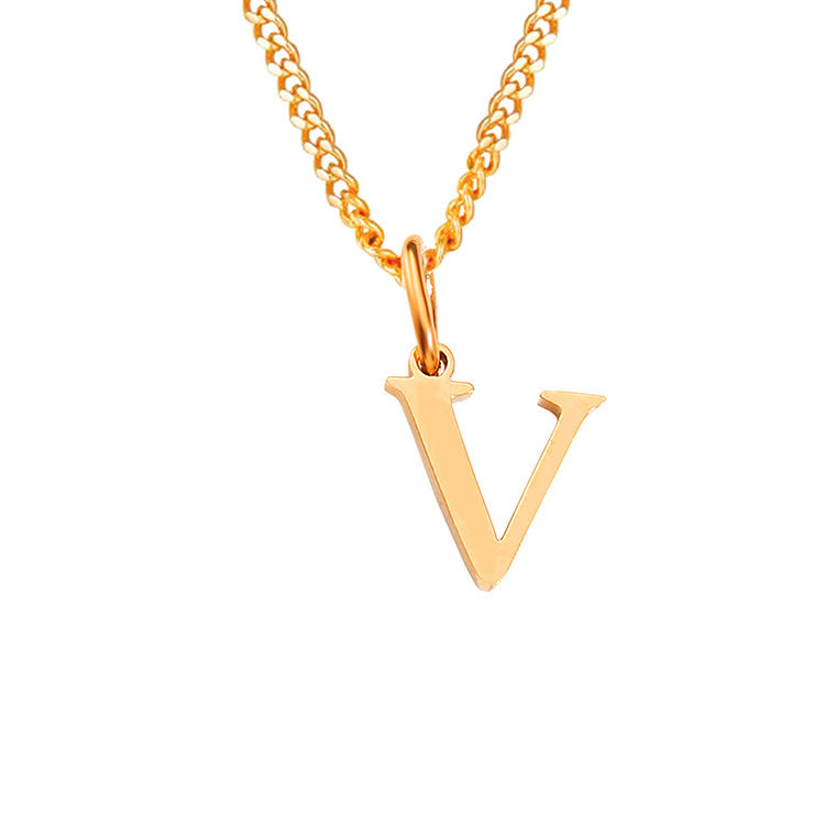 Colar de Aço Inoxidável com 26 Letras (Banhado a Ouro 14K)