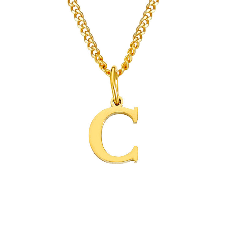 Colar de Aço Inoxidável com 26 Letras (Banhado a Ouro 14K)