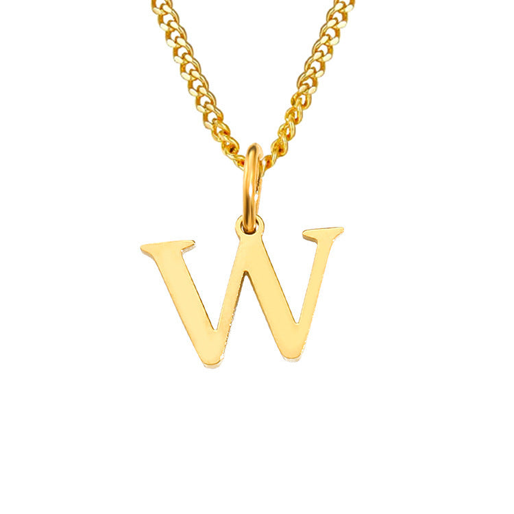 Colar de Aço Inoxidável com 26 Letras (Banhado a Ouro 14K)