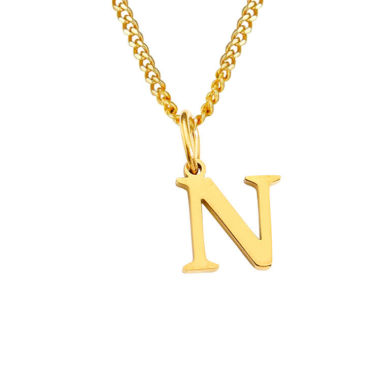Colar de Aço Inoxidável com 26 Letras (Banhado a Ouro 14K)