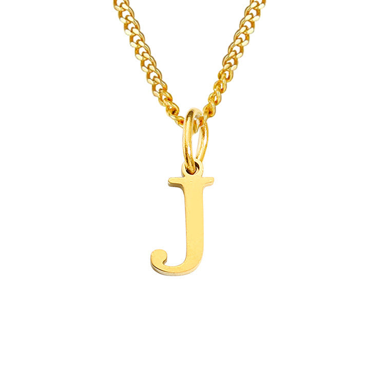 Colar de Aço Inoxidável com 26 Letras (Banhado a Ouro 14K)