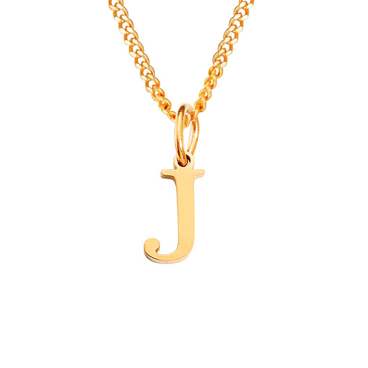 Colar de Aço Inoxidável com 26 Letras (Banhado a Ouro 14K)