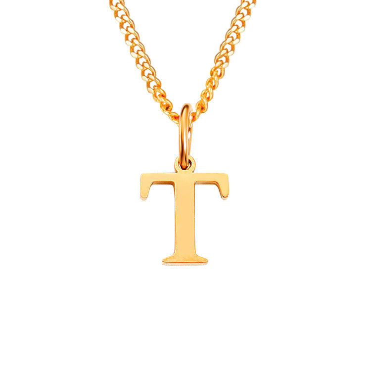 Colar de Aço Inoxidável com 26 Letras (Banhado a Ouro 14K)