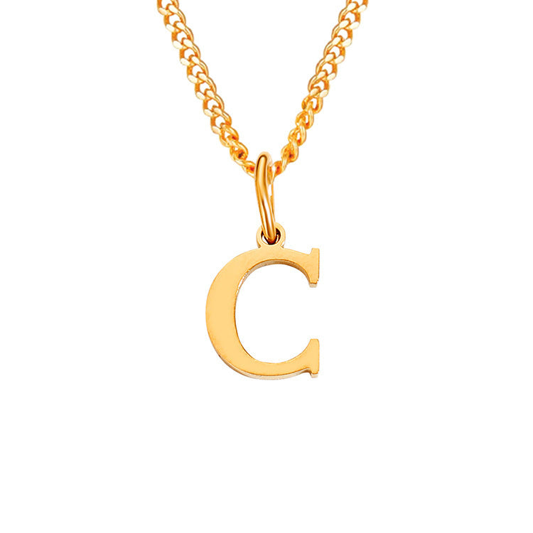 Colar de Aço Inoxidável com 26 Letras (Banhado a Ouro 14K)