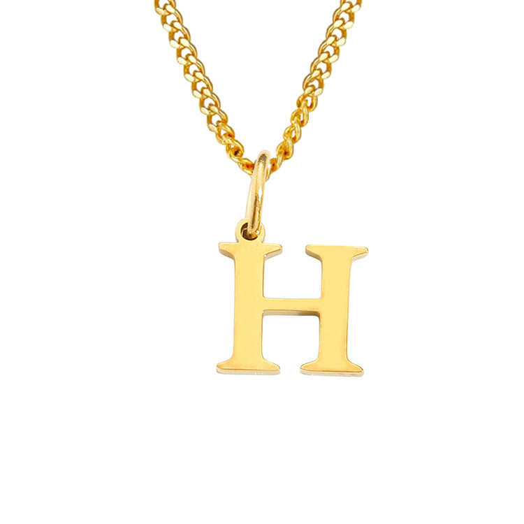 Colar de Aço Inoxidável com 26 Letras (Banhado a Ouro 14K)