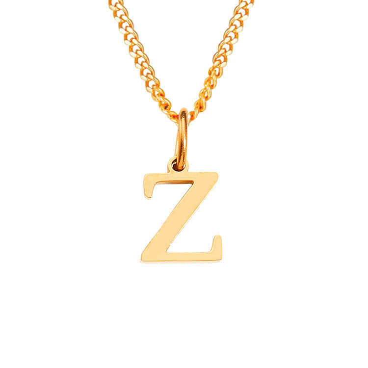Colar de Aço Inoxidável com 26 Letras (Banhado a Ouro 14K)
