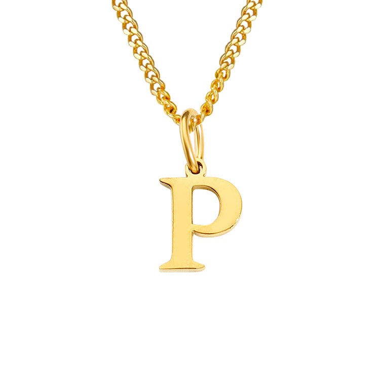 Colar de Aço Inoxidável com 26 Letras (Banhado a Ouro 14K)
