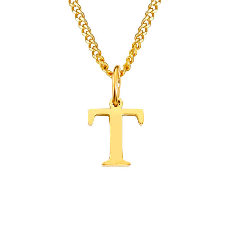 Colar de Aço Inoxidável com 26 Letras (Banhado a Ouro 14K)