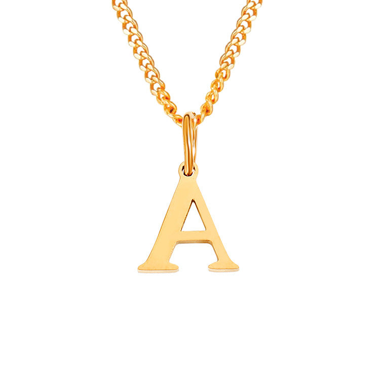Colar de Aço Inoxidável com 26 Letras (Banhado a Ouro 14K)