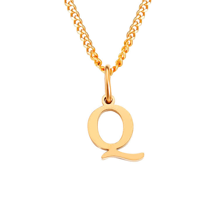 Colar de Aço Inoxidável com 26 Letras (Banhado a Ouro 14K)