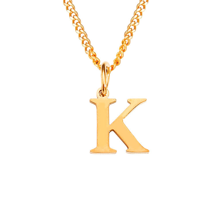 Colar de Aço Inoxidável com 26 Letras (Banhado a Ouro 14K)