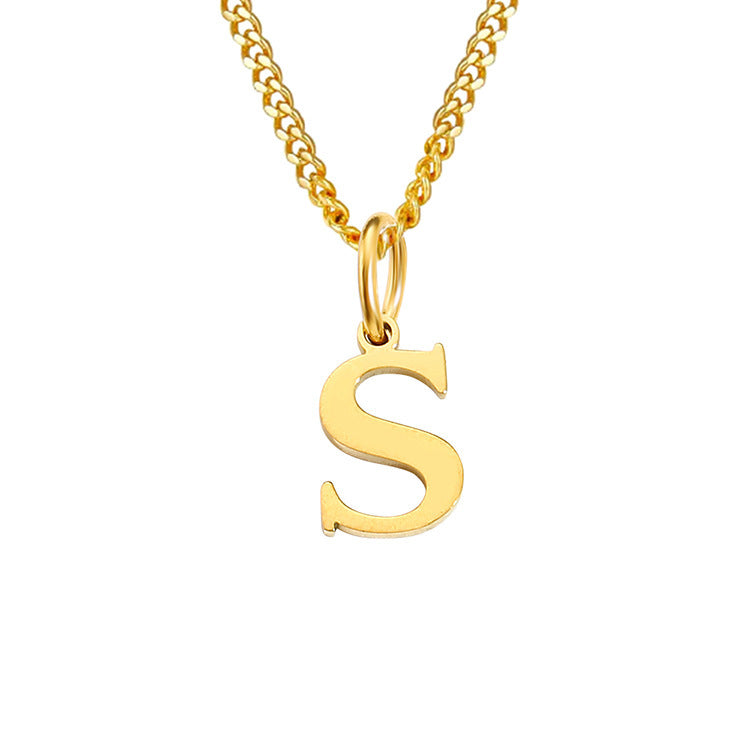 Colar de Aço Inoxidável com 26 Letras (Banhado a Ouro 14K)