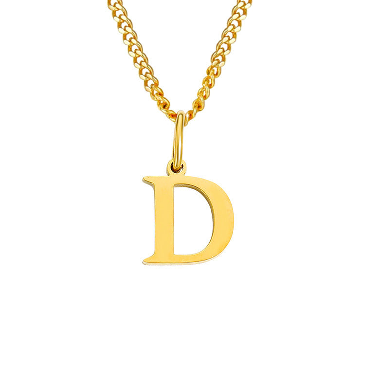Colar de Aço Inoxidável com 26 Letras (Banhado a Ouro 14K)