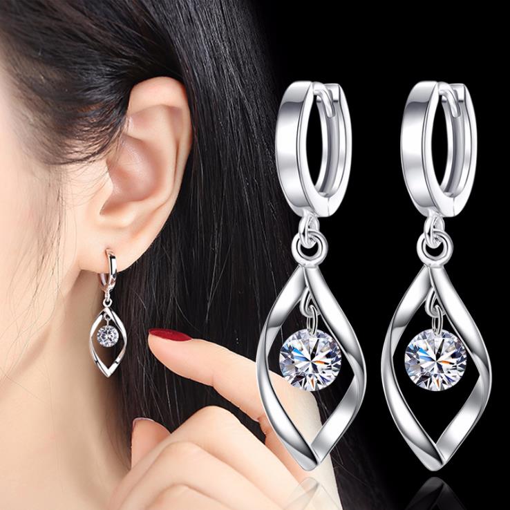 Brincos de Prata com Zircónia em Gota de Pérola