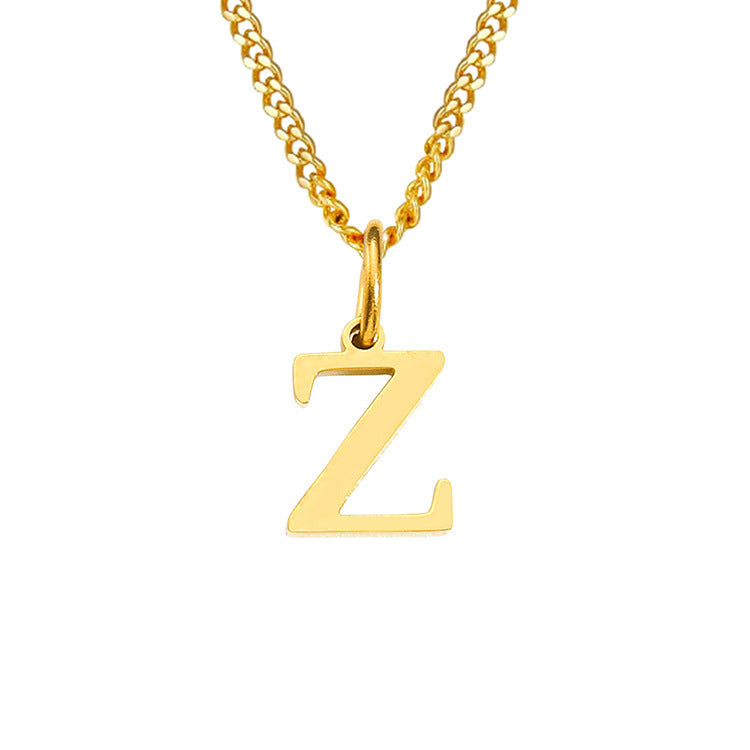 Colar de Aço Inoxidável com 26 Letras (Banhado a Ouro 14K)