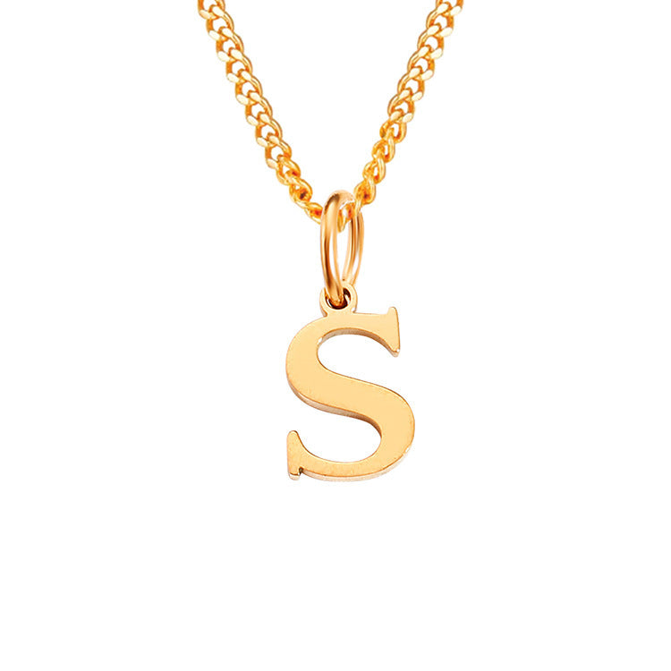 Colar de Aço Inoxidável com 26 Letras (Banhado a Ouro 14K)