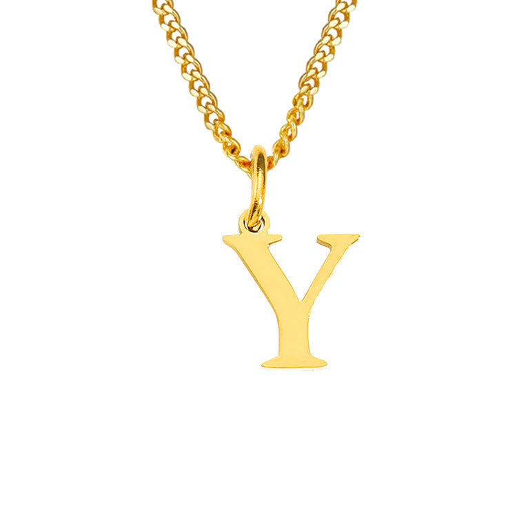 Colar de Aço Inoxidável com 26 Letras (Banhado a Ouro 14K)