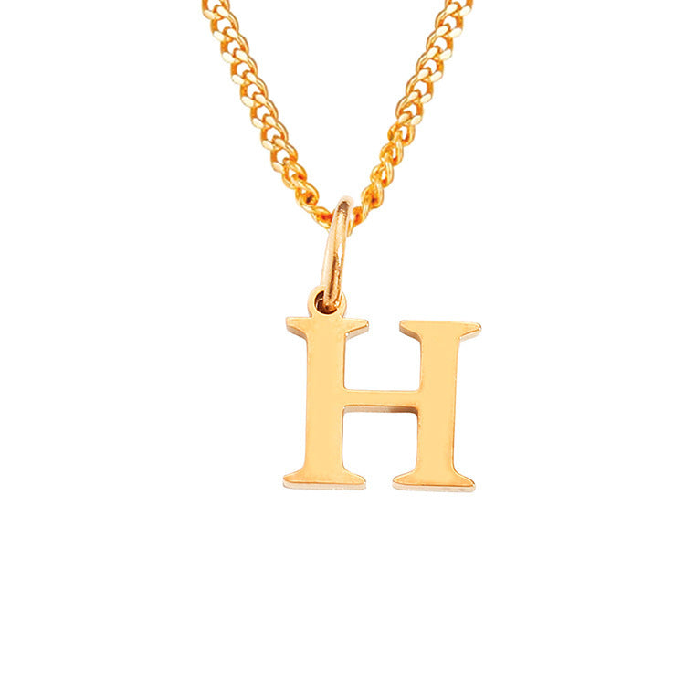 Colar de Aço Inoxidável com 26 Letras (Banhado a Ouro 14K)