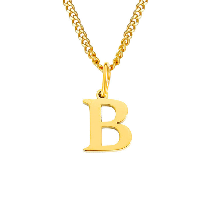 Colar de Aço Inoxidável com 26 Letras (Banhado a Ouro 14K)
