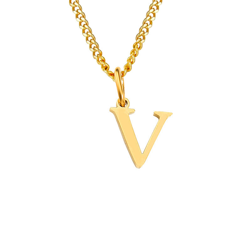 Colar de Aço Inoxidável com 26 Letras (Banhado a Ouro 14K)