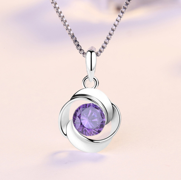 Colar com Pendente de Rosa em Prata e Zircónia