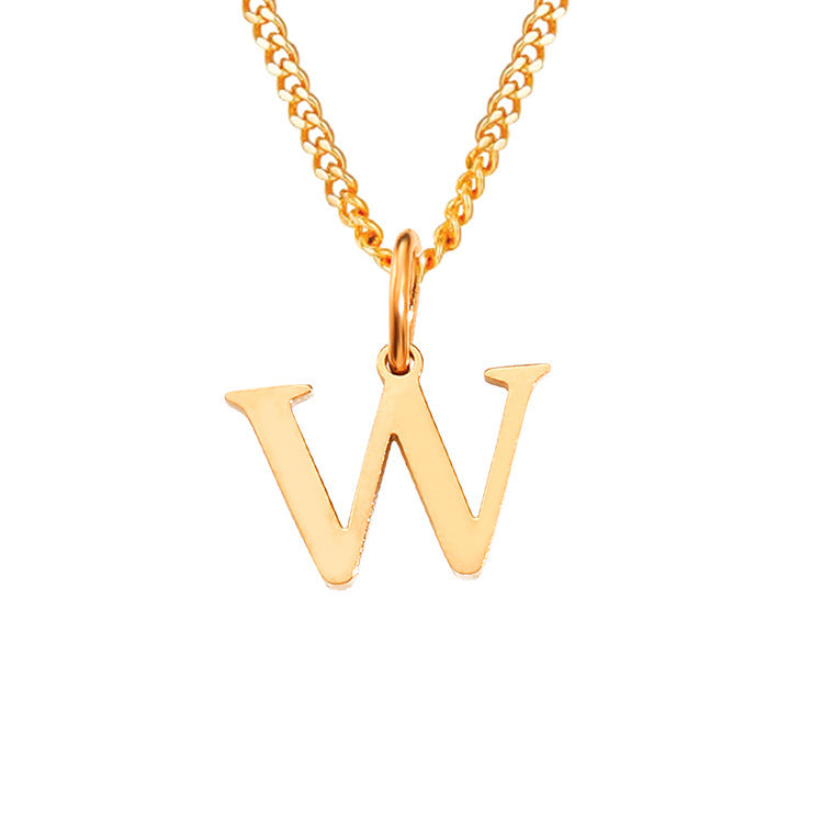 Colar de Aço Inoxidável com 26 Letras (Banhado a Ouro 14K)