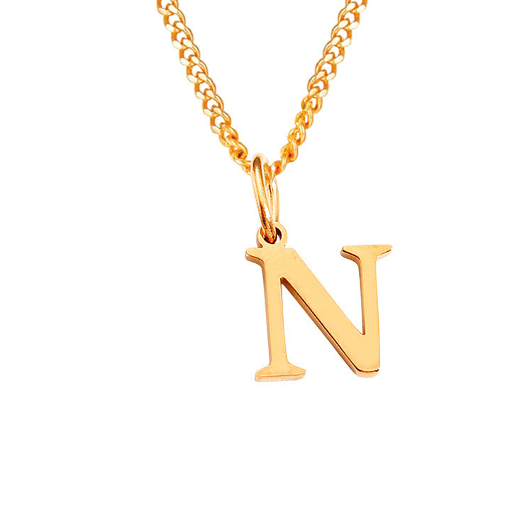 Colar de Aço Inoxidável com 26 Letras (Banhado a Ouro 14K)
