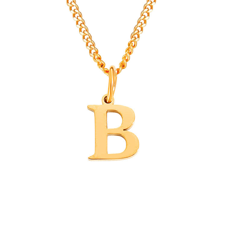 Colar de Aço Inoxidável com 26 Letras (Banhado a Ouro 14K)