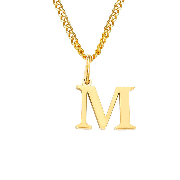 Colar de Aço Inoxidável com 26 Letras (Banhado a Ouro 14K)