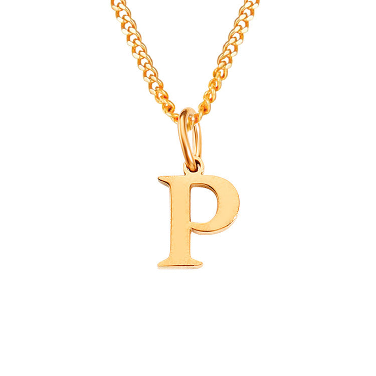 Colar de Aço Inoxidável com 26 Letras (Banhado a Ouro 14K)