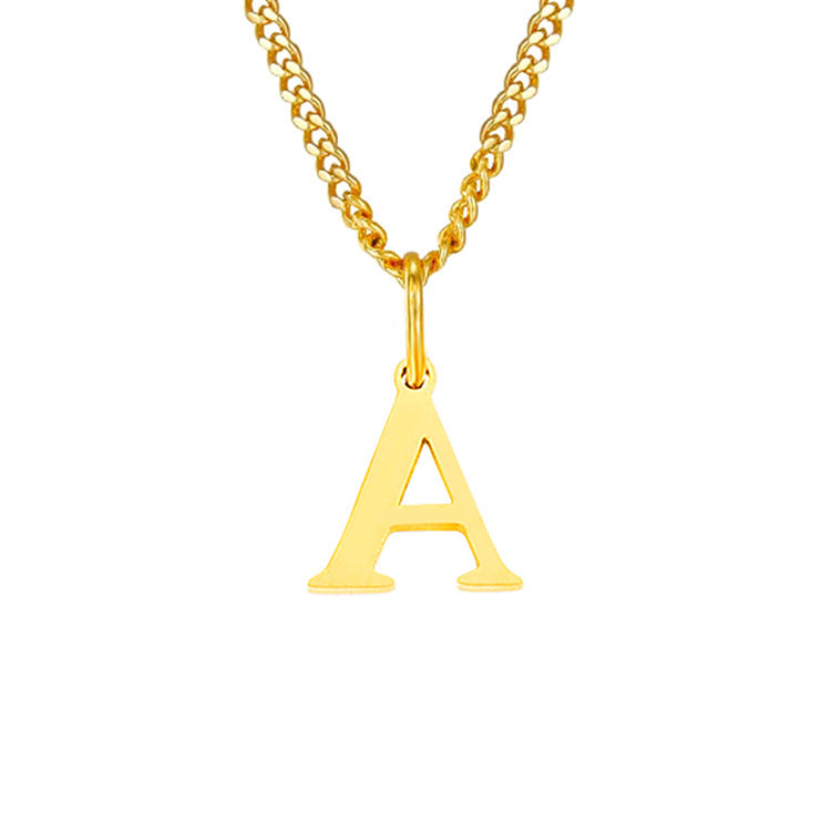 Colar de Aço Inoxidável com 26 Letras (Banhado a Ouro 14K)