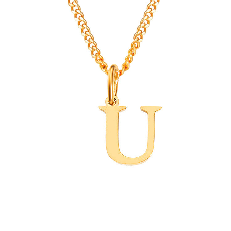 Colar de Aço Inoxidável com 26 Letras (Banhado a Ouro 14K)