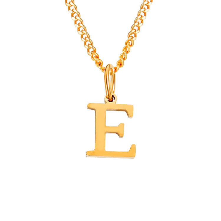 Colar de Aço Inoxidável com 26 Letras (Banhado a Ouro 14K)