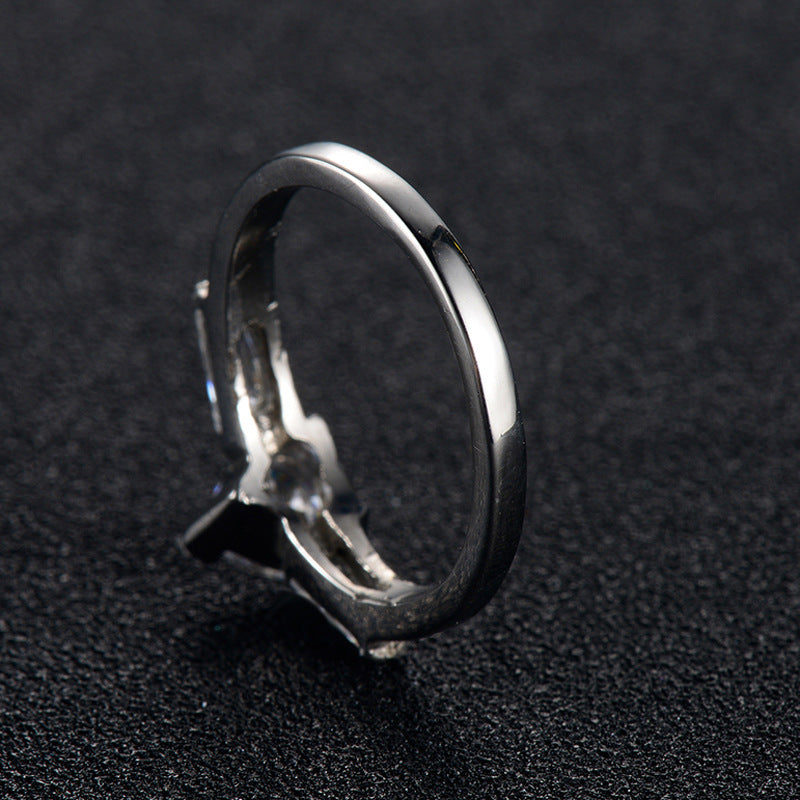 Anel de Diamante em Forma de Coração em Aço Inoxidável