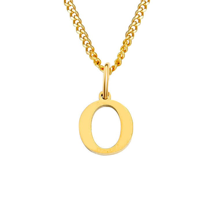 Colar de Aço Inoxidável com 26 Letras (Banhado a Ouro 14K)
