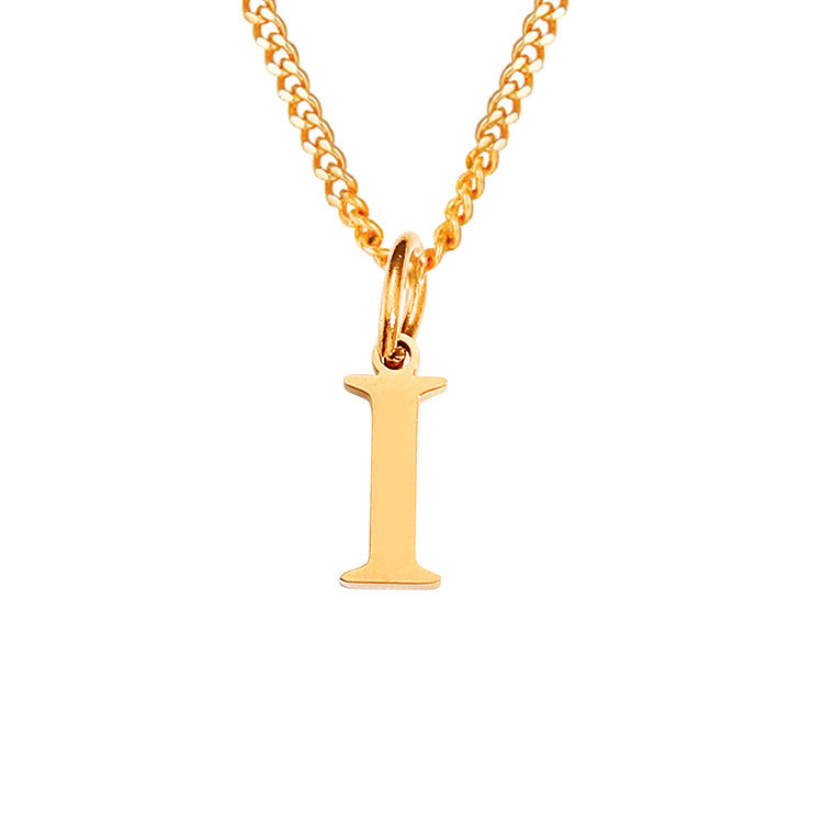 Colar de Aço Inoxidável com 26 Letras (Banhado a Ouro 14K)