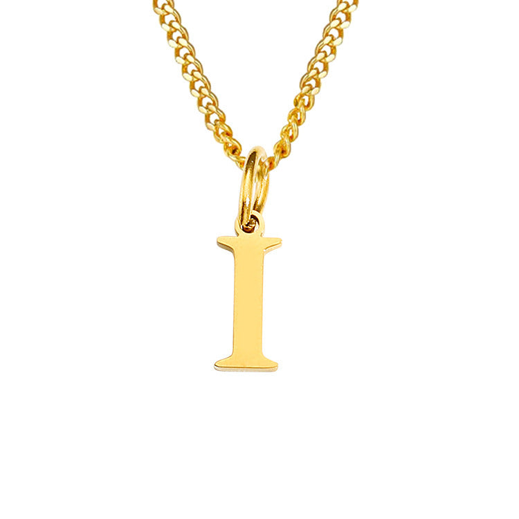 Colar de Aço Inoxidável com 26 Letras (Banhado a Ouro 14K)