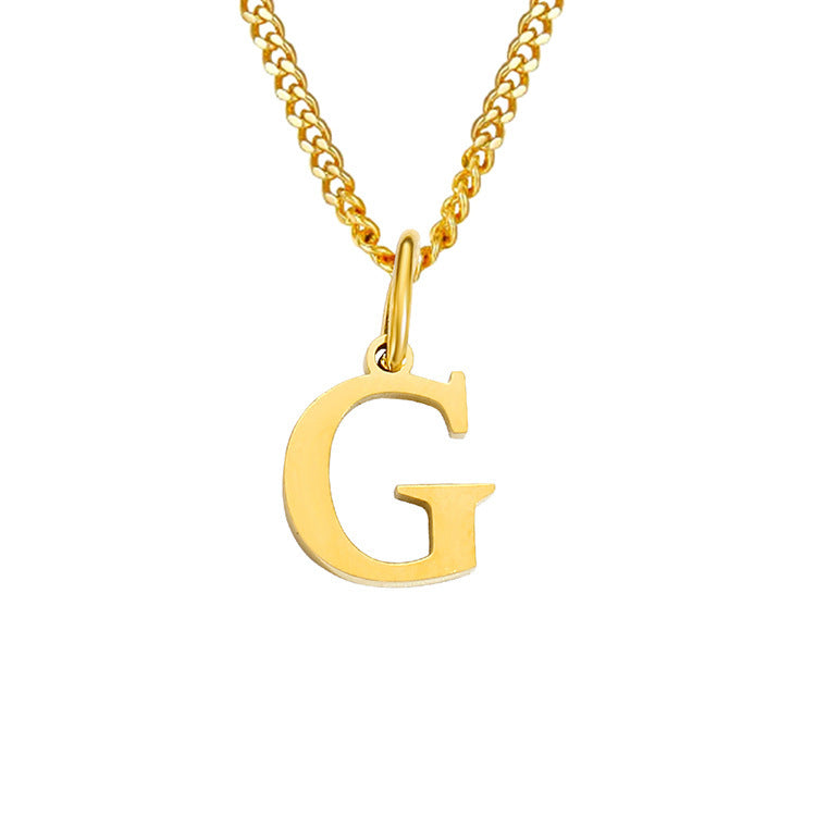 Colar de Aço Inoxidável com 26 Letras (Banhado a Ouro 14K)