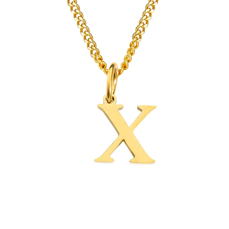 Colar de Aço Inoxidável com 26 Letras (Banhado a Ouro 14K)