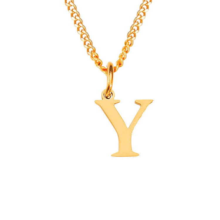 Colar de Aço Inoxidável com 26 Letras (Banhado a Ouro 14K)