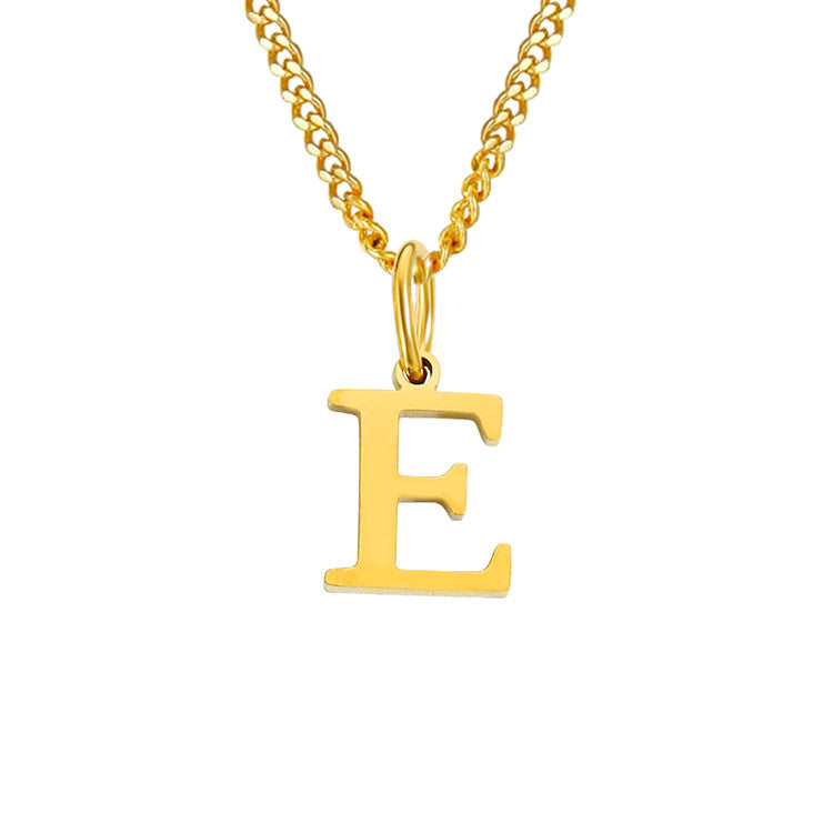 Colar de Aço Inoxidável com 26 Letras (Banhado a Ouro 14K)