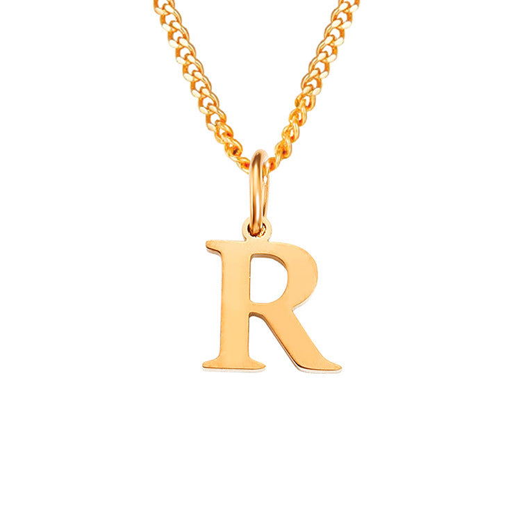 Colar de Aço Inoxidável com 26 Letras (Banhado a Ouro 14K)