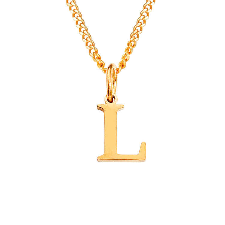 Colar de Aço Inoxidável com 26 Letras (Banhado a Ouro 14K)