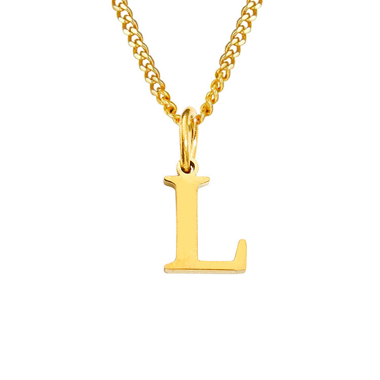 Colar de Aço Inoxidável com 26 Letras (Banhado a Ouro 14K)